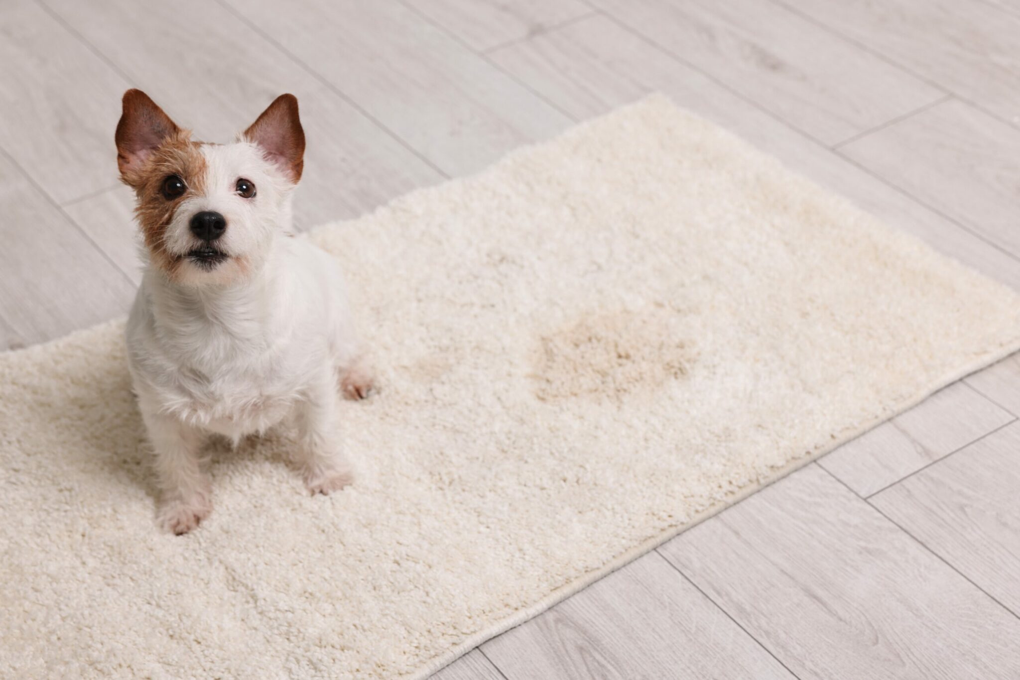 σκύλος έχει ουρήσει πάνω σε χαλί